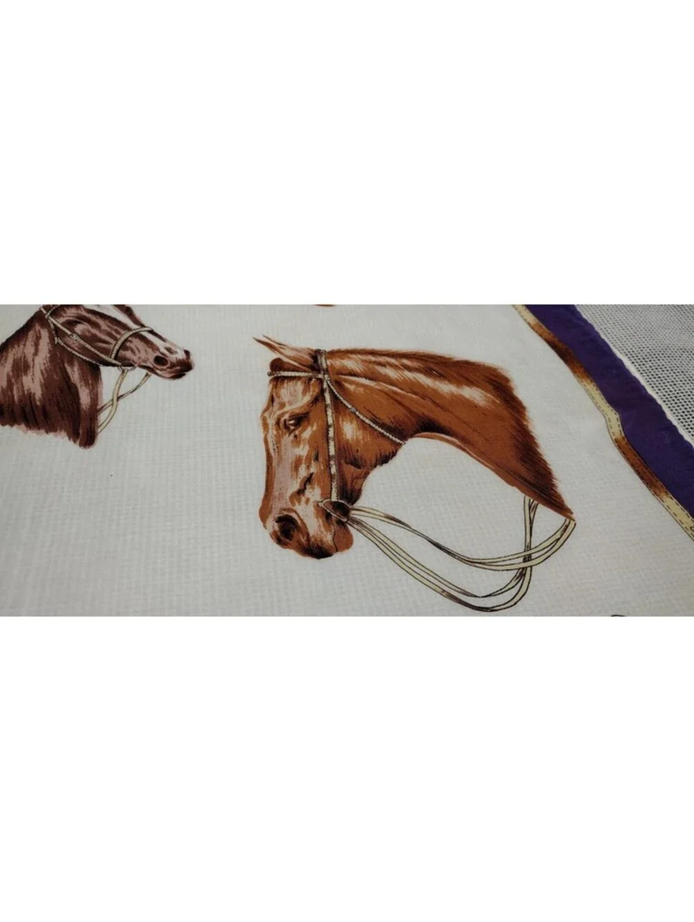 Vintage 40s 5os Horses Satin Brown Scarf Mens Country Chic Ranchwear Horse Faces